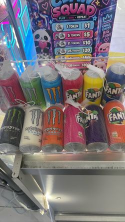 Monster Energy & Fanta Soda Can Plush Toys
