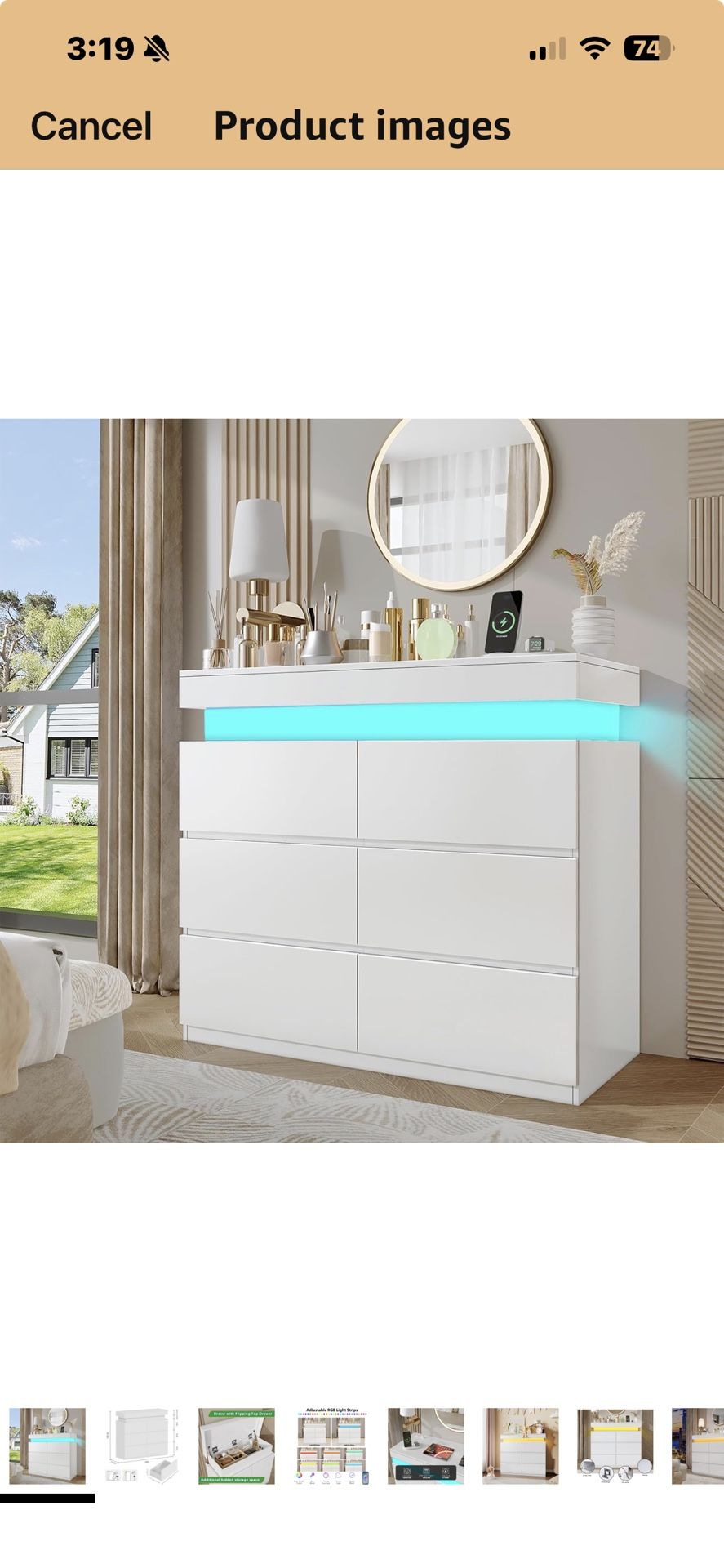 Modern 6 Drawer Dresser New In The Box Floating LED Lights