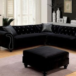 Brand New Black Elegant Sectional Sofa (Ottoman Sold Separately)