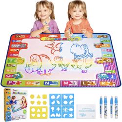 Water Drawing Mat, Magic Doodle Aqua Mat for Painting Coloring & Mess Free, Arts and Crafts for Toddlers, Birthday Gifts for 3 4 5+ Year Old Girls Boy