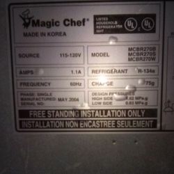 Magic Chef Mini Fridge 