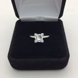 14k White Gold Diamond Solitaire Ring Set With 1.54 Carat Princes Cut Lab Created Diamond Cash & Card Accepted 💵  💳  💵