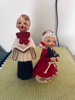 Vintage Christmas Ceramic Figurines Set of 2