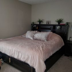 King Bed Frame With Headboard Storage 