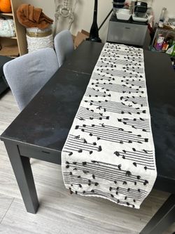 2 chairs bench and a table