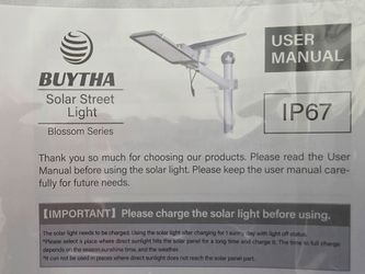 BUYTHA Solar Street Lights – 2 Pack – Dusk to Dawn with Remote – NEW in Box
