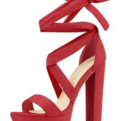 Allegra K Women's Lace Up Platform Block Heel Sandals. Sz.9