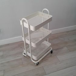 White Metal Rolling Cart
