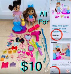 $10 For All Baby alive Hair Styles Doll,Hair Salon Seat,28 accessories & a Free Doll