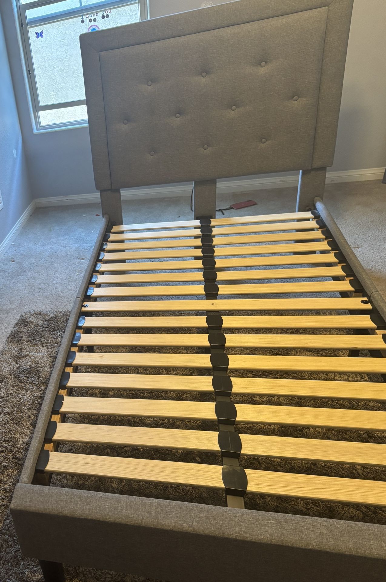 Grey Twin Tufted Bed frame