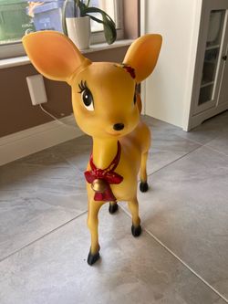Set of two: Vintage Deer Fawn Figurine with Bell