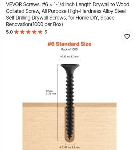 1 1/4 Inch Drywall Screws