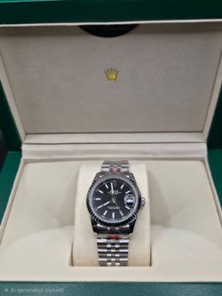 36MM Black Dial Watch ⌚ Stainless Steel Jubilee Band