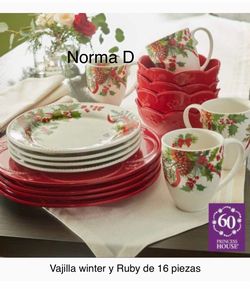 Vajilla Winter Y Rubi De 16 Piezas Nuevas En Sus Cajas 🌺 Princess House 🌺