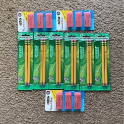 Ticonderoga #2 Pencils + Paper Mate Pink Pearl Eraser