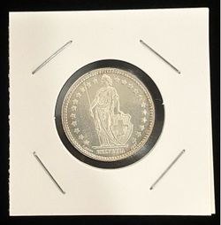 1944 B Switzerland 1 Franc Silver Coin (Helvetia Standing Liberty)