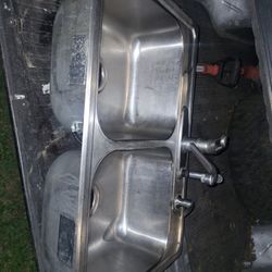 Double Sink With Faucet N Tap N Dispenser 