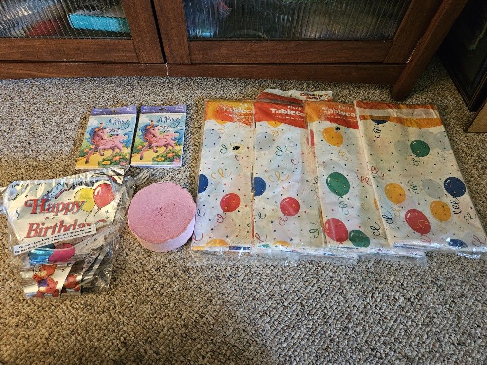 Birthday Cards, Decorations And Tablecloth