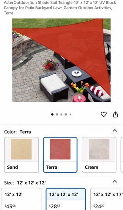 SUN SHADE SAIL TRIANGLE 12’x12’x12’ ft