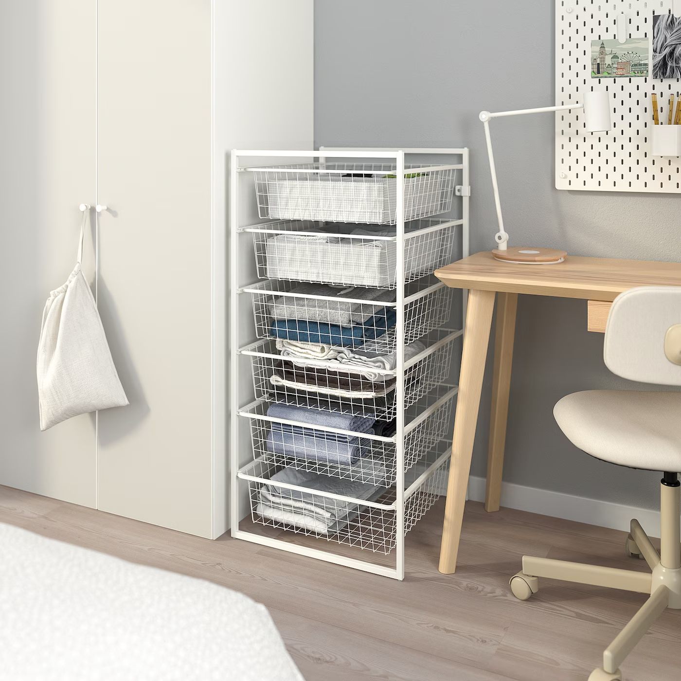 IKEA Storage with Six Wire Basket Drawers, white