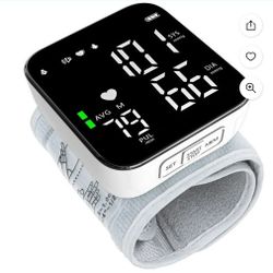  Rechargeable Wrist Blood Pressure Monitor: Large LCD Display, 15-20 Days Of Battery Life with A Rechargeable 300mAh Battery, Voice Announcem