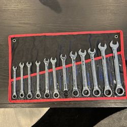 12 Piece Metric Ratchet Combination Wrenches With Storage Bag.
