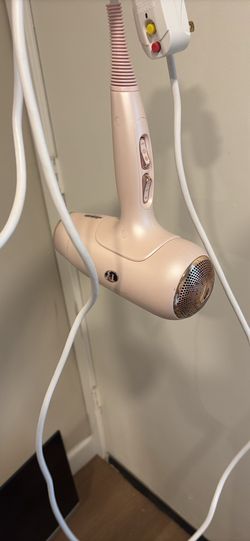 Hair dryer, night stand, twin bed