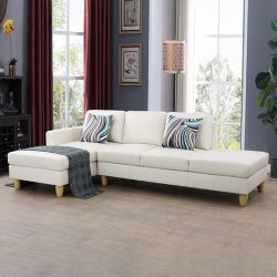 White Leather 2 Pieces Couch Set