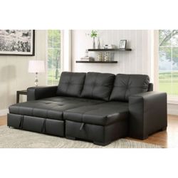 Black Sectional Sofa With Pullout 