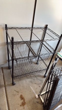 Black Wire Shelving Unit with Baskets