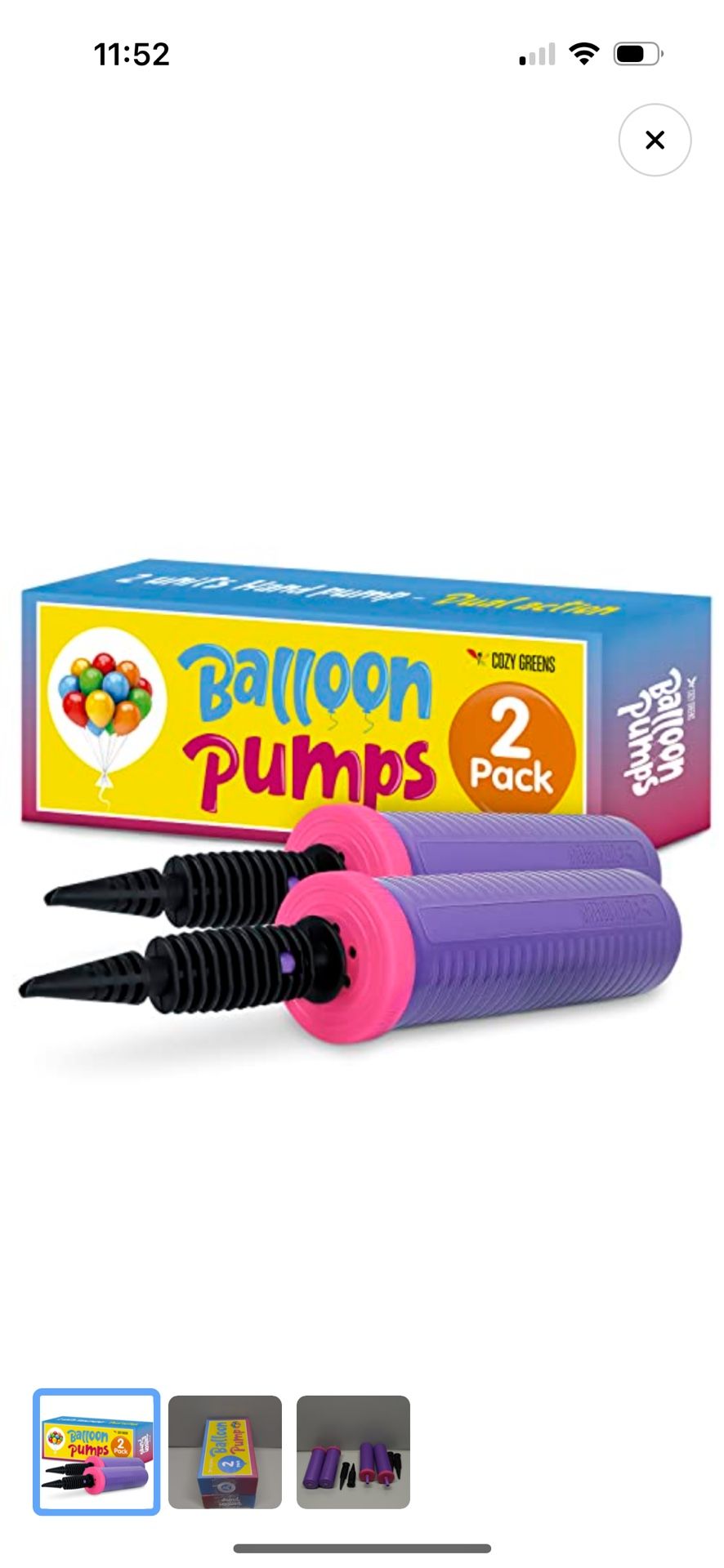Ballon Air Pumper Hand Held Inflator 2pk