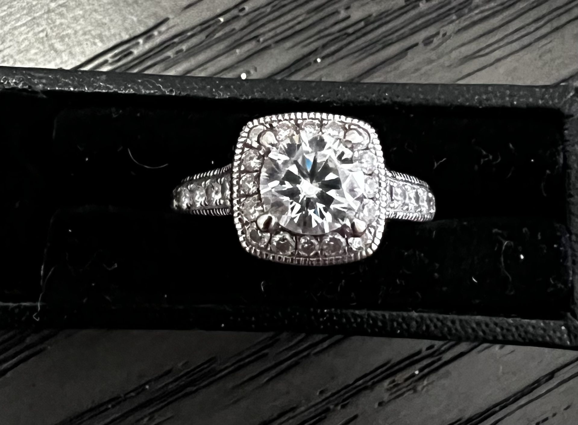 Halo 1 Carat Vintage Engagement Ring