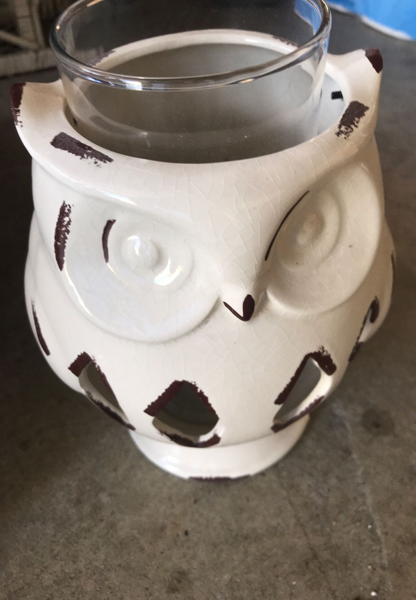 Owl candle holder glass