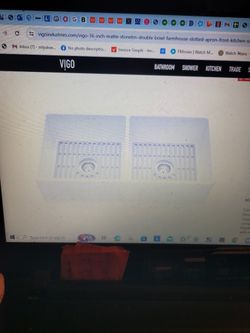 Vigo 36" Matte Stone Double Farmhouse Slotted Apron Front Kitchen Sink