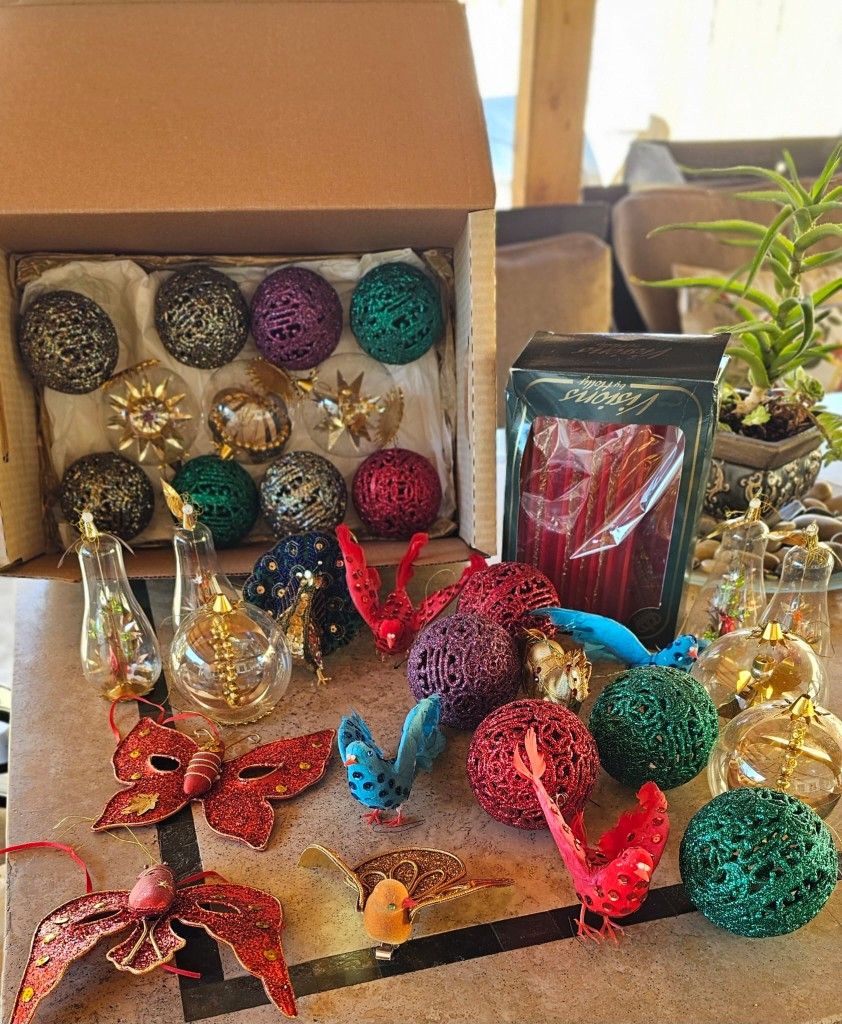 Vintage Christmas Ornaments/Retro Collectibles/Resl Lenz Western Germany/circa 1960's/Mid Century Decor/