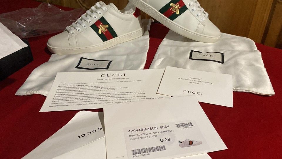 Gucci White Leather ACE* Sneakers