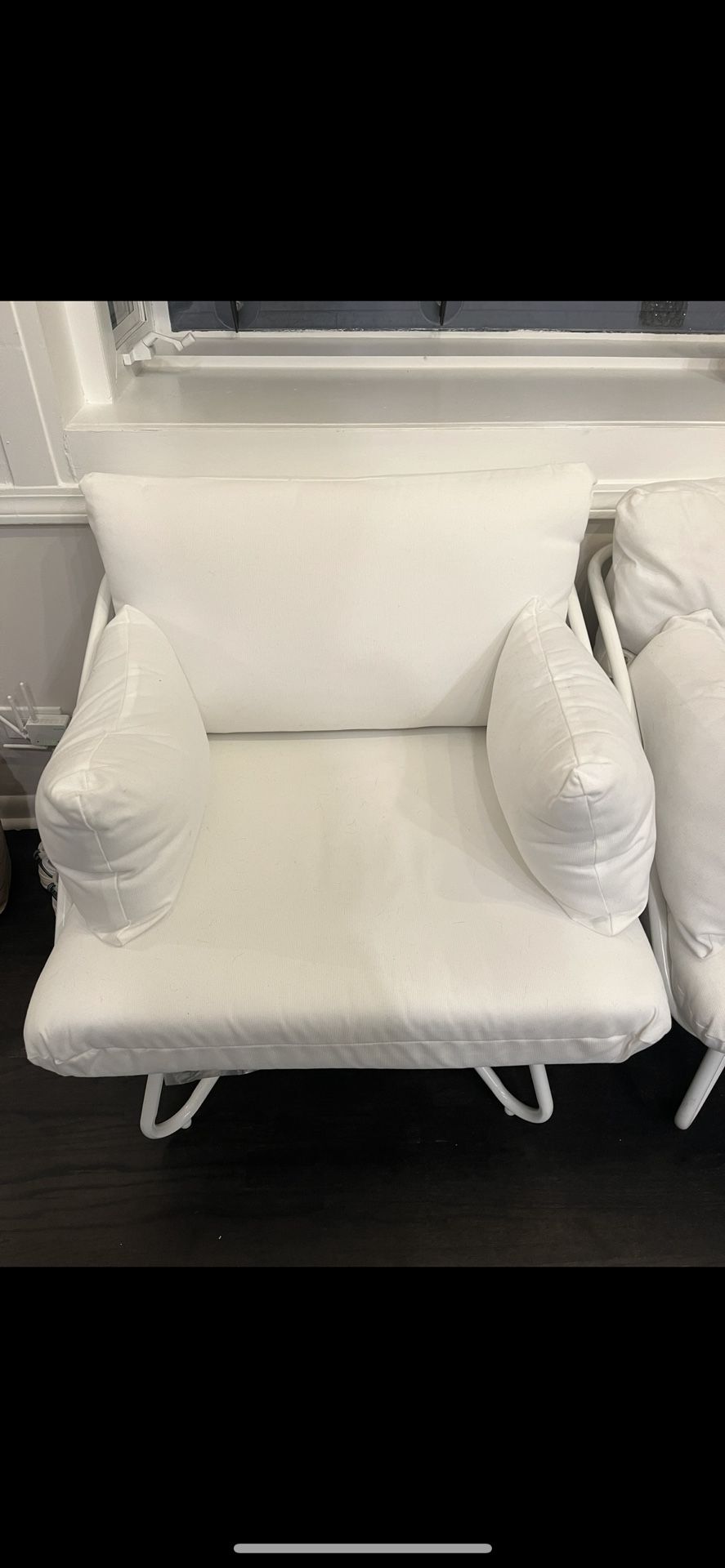 Outdoor/Indoor Water Resistant White Plush Chairs