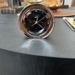 Vintage Seiko Demilune Mantel Clock - Silver Chrome Space Age MCM - Tested