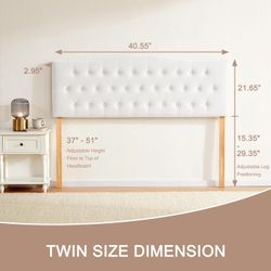 Huatean Home Tufted Upholstered Headboard Twin Size, Sturdy and Durable Solid Wood Twin XL