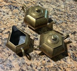 Antique Asian Brass Etched Tea Set