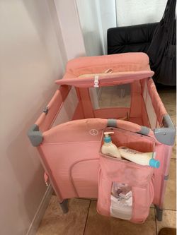 Pink baby playpen