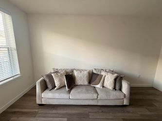 3-Piece Cream Sofa Set + Pillows — $75 OBO — MUST GO TODAY
