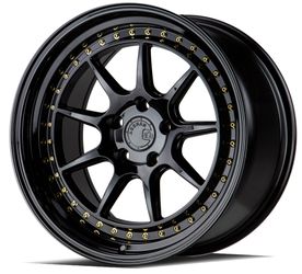 18x8.5 AodHan DS-X Gloss Black w/Gold Rivets (DPF®) Wheels