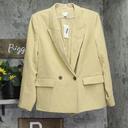 Nwt A New Day Slim Fit Blazer Jacket (contact info removed)7 Tan Brown L