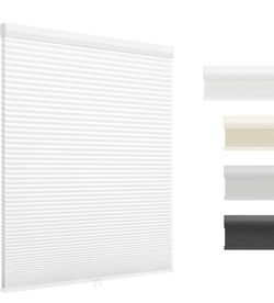 UNISHADES Light Filtering Cordless Cellular Shades, 28" W × 64" H White Light Filtering Fabric Can soften the light, Honeycomb structures can block h