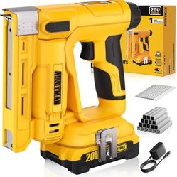 Alloyman 3/8''Crown Stapler, 18 Gauge 2 in 1 Cordless Brad Nailer/Electric Stapler with 2.0AH Battery & Charger, Nail Gun Battery Powered with 2,000PC
