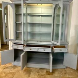 Gray Hutch with Glass Doors - Storage & Display