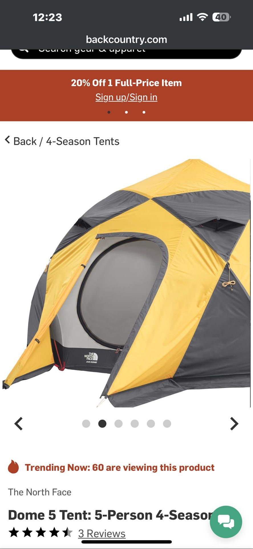 North Face Dome 5 Tent - New 5 Person 4 Season Extreme Weather