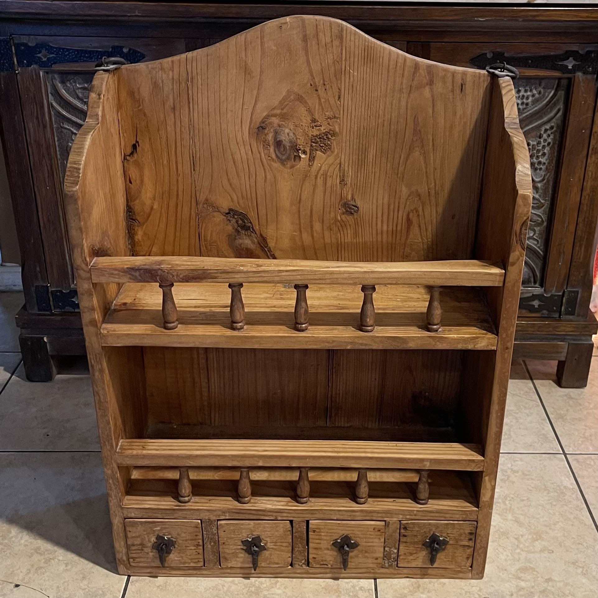 Antique Wood Display Cabinet / Storage Shelf