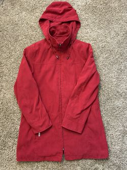 London Fog Red Hooded Microfiber Zip Up Jacket Mens Size Small